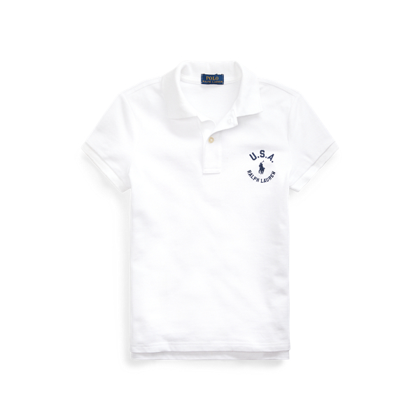 Flag Cotton Mesh Polo Shirt Girls 7-14 Years 1