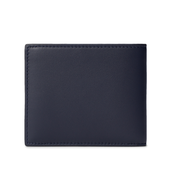 Marine Navy/Racing Green Metal-Plaque Calfskin Wallet Purple Label 2