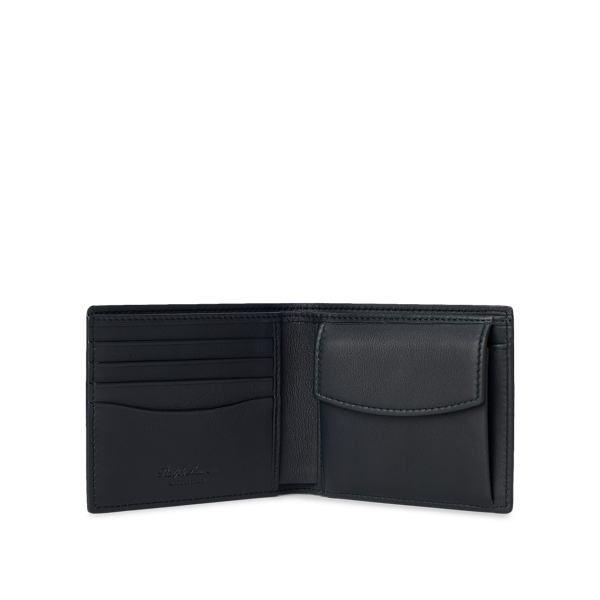 Marine Navy/Racing Green Metal-Plaque Calfskin Wallet Purple Label 3