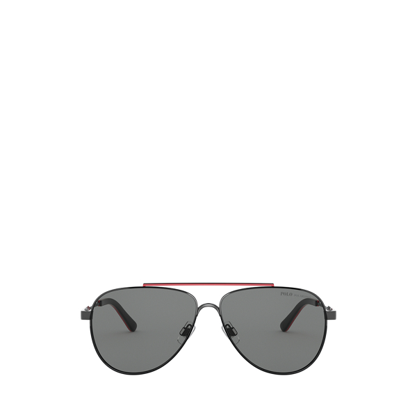 Silver Mirror Striped Pilot Sunglasses Polo Ralph Lauren 2