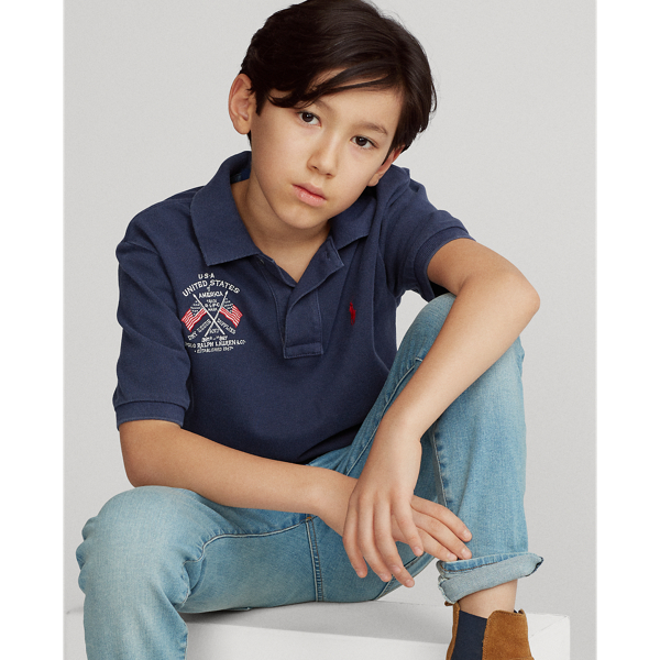 Cruise Navy Americana Cotton Mesh Polo Boys 8-20 7