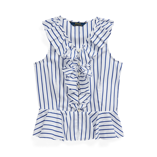 Striped Cotton Poplin Top Girls 7-14 Years in 1
