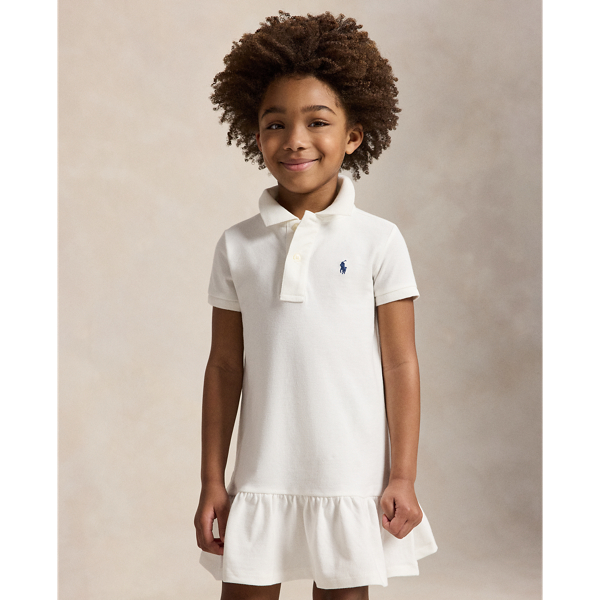 White Cotton Mesh Polo Dress Girls 2-6x 4