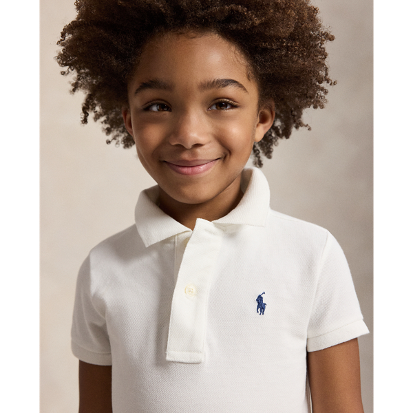 White Cotton Mesh Polo Dress Girls 2-6x 5