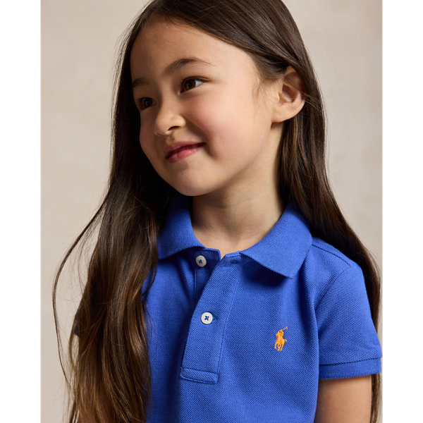 New Iris Blue Cotton Mesh Polo Dress Girls 2-6x 5