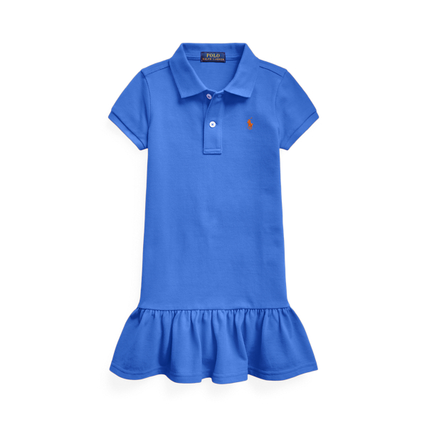 New Iris Blue Cotton Mesh Polo Dress Girls 2-6x 2
