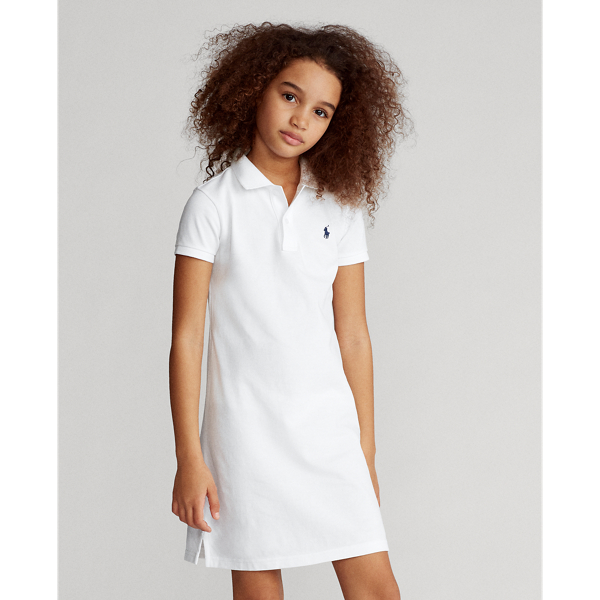 White Cotton Mesh Polo Dress Girls 7-16 4