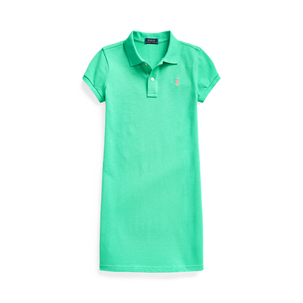 Sunset Green Cotton Mesh Polo Dress Girls 7-16 2