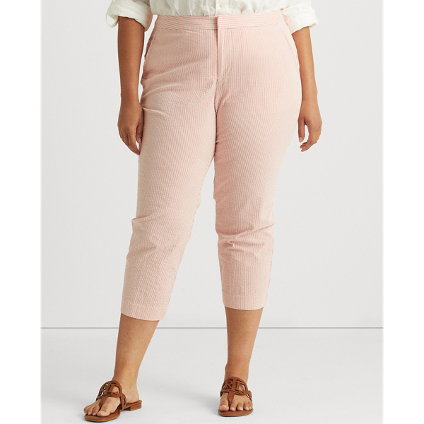Hibiscus/White Seersucker Straight Trouser Lauren Woman 4