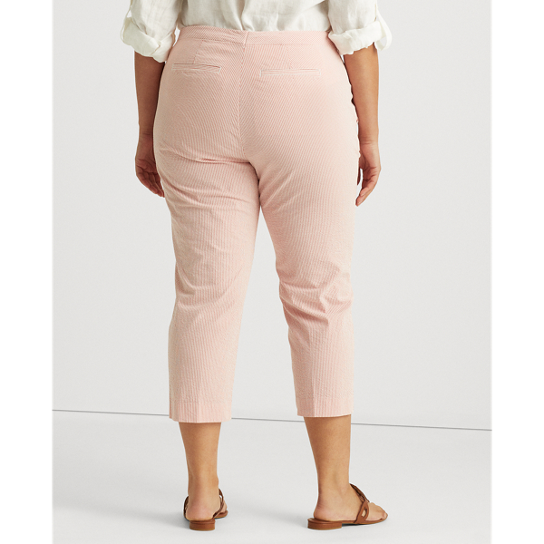 Hibiscus/White Seersucker Straight Trouser Lauren Woman 6