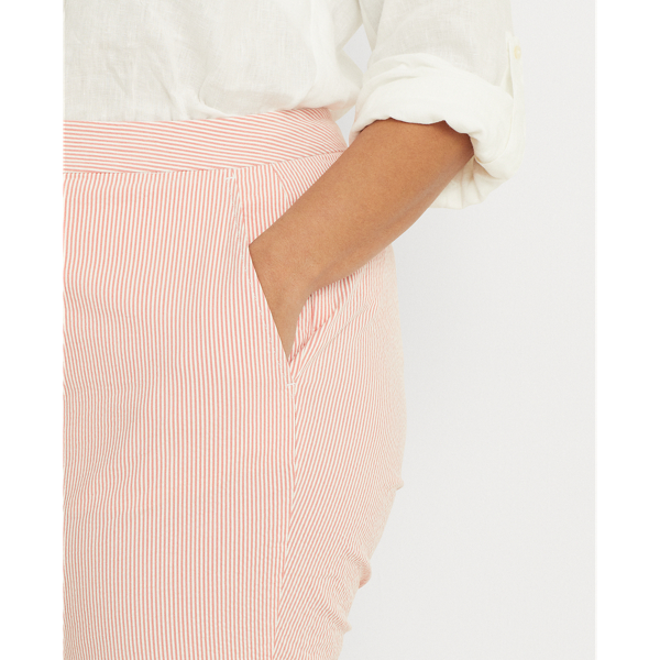 Hibiscus/White Seersucker Straight Trouser Lauren Woman 7