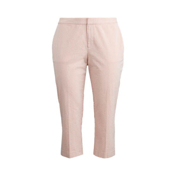 Hibiscus/White Seersucker Straight Trouser Lauren Woman 2