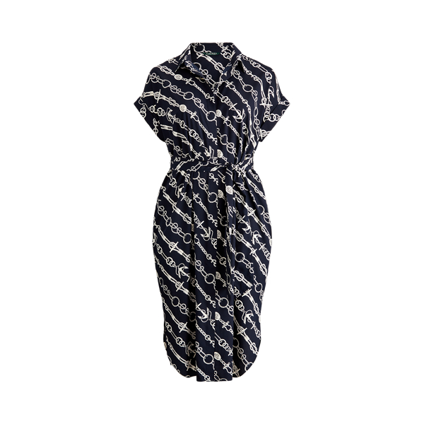 Vestido camisero de crep&eacute; con ancla Lauren Woman en 1
