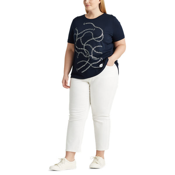 Lauren Navy Anchor-Print Cotton Tee Lauren Woman 2