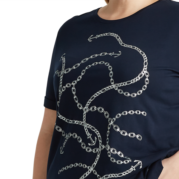 Lauren Navy Anchor-Print Cotton Tee Lauren Woman 5