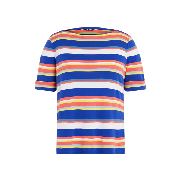 Striped Cotton-Blend Top Lauren Woman 1