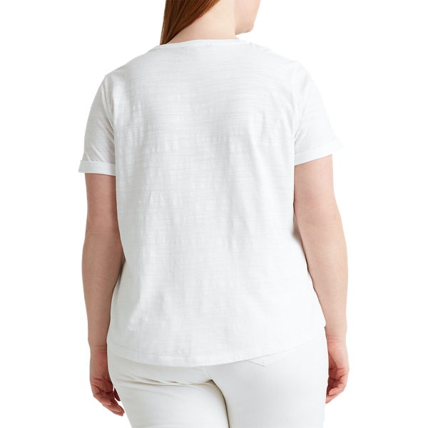 White Script Logo Cotton Tee Lauren Woman 4