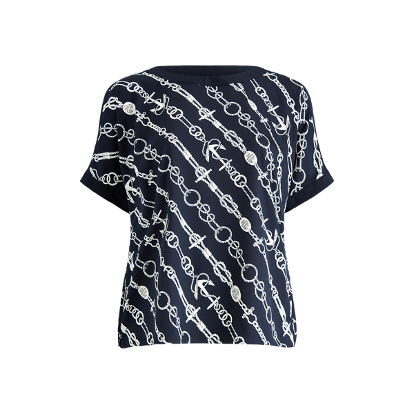 Maglia in cr&ecirc;pe con stampa ancora Lauren Woman in 1