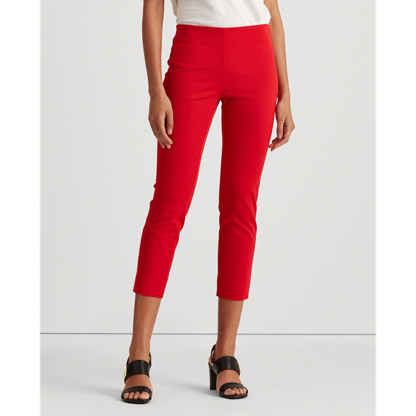 Orient Red Twill Cropped Skinny Trousers Lauren 3