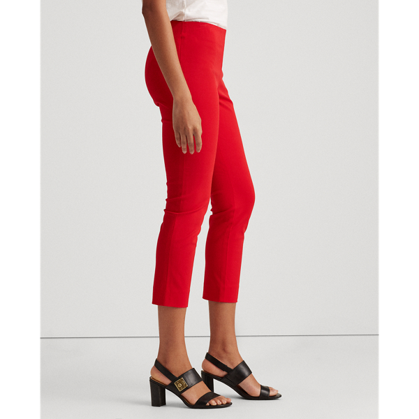 Orient Red Twill Cropped Skinny Trousers Lauren 4