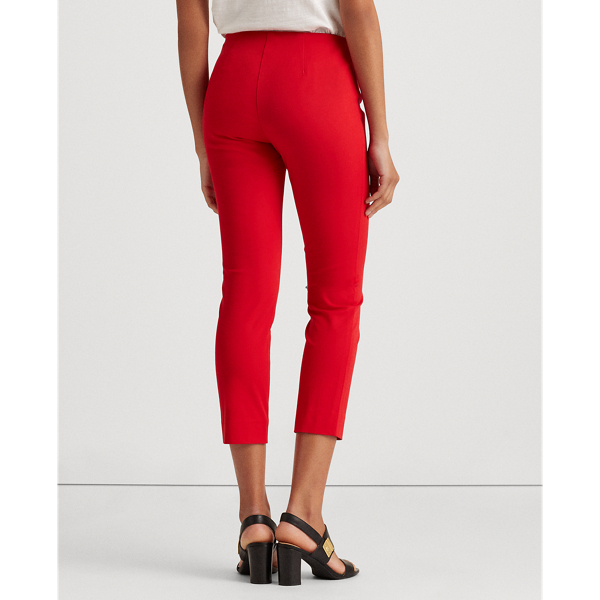 Orient Red Twill Cropped Skinny Trousers Lauren 5