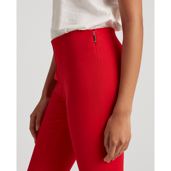 Orient Red Twill Cropped Skinny Trousers Lauren 6