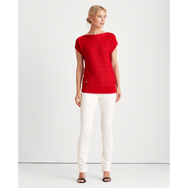 Orient Red Cable-Knit Boatneck Jumper Lauren 3