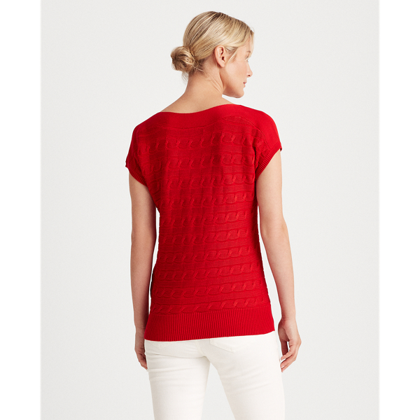 Orient Red Cable-Knit Boatneck Jumper Lauren 4