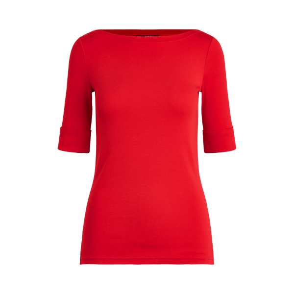 Cotton-Blend Boatneck Top Lauren 1
