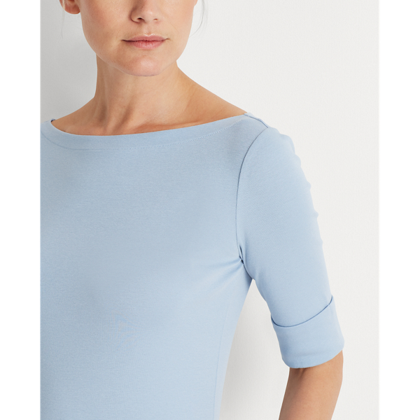 Estate Blue Cotton-Blend Boatneck Top Lauren 5