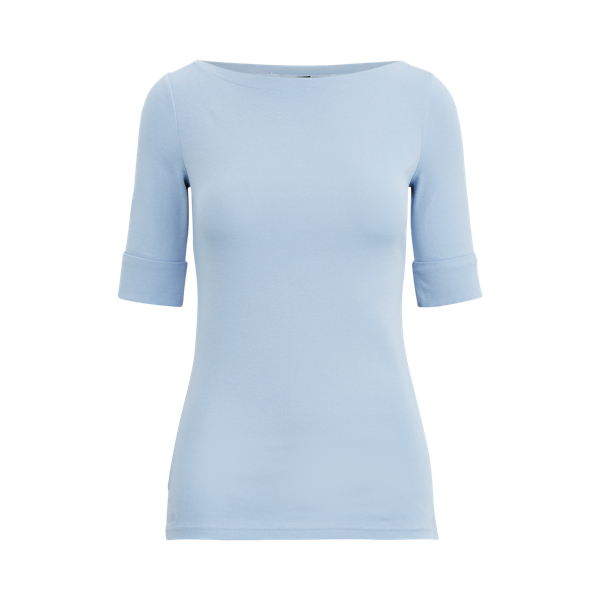Estate Blue Cotton-Blend Boatneck Top Lauren 2