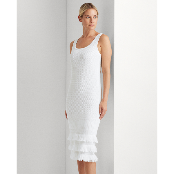 White Pointelle Cotton Dress Lauren 4