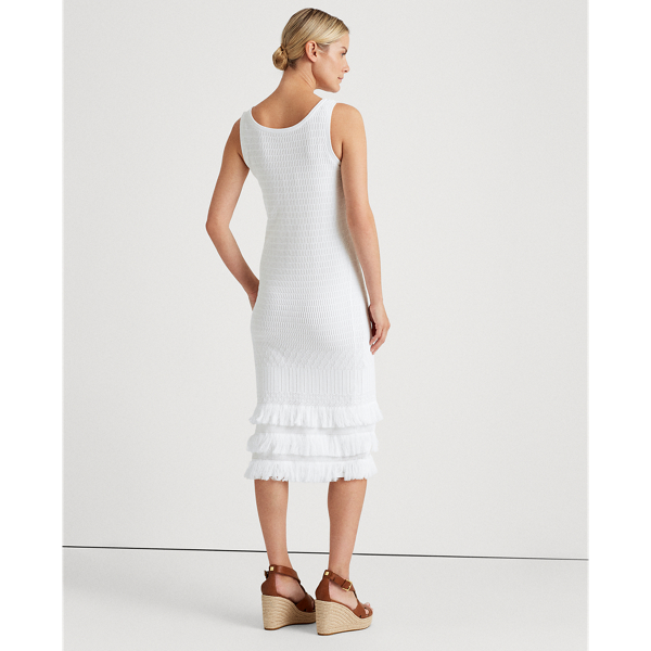 White Pointelle Cotton Dress Lauren 5