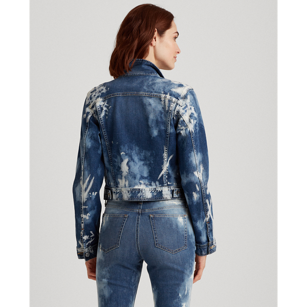 Coastal Blue Wash Bleach-Dye Denim Jacket Lauren 5