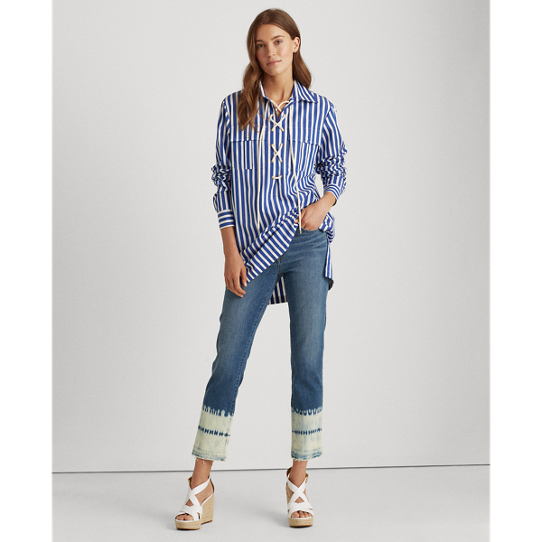 Blue/White Striped Lace-Up Shirt Lauren 3