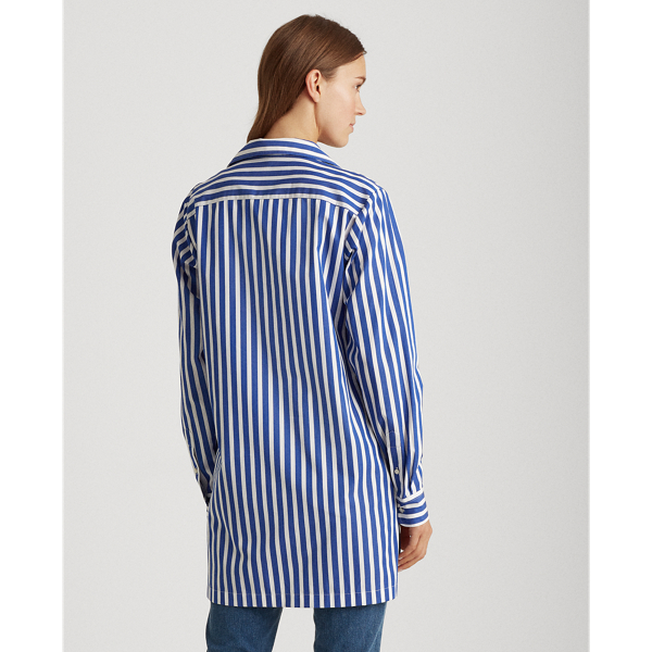Blue/White Striped Lace-Up Shirt Lauren 4