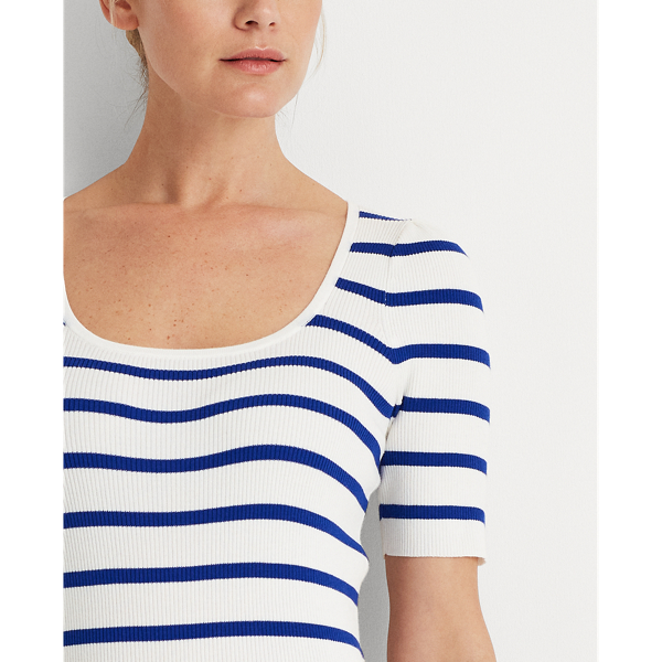 White/Heritage Royal Striped Puff-Sleeve Top Lauren 5