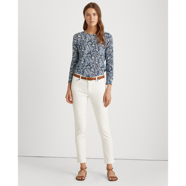 Blue Multi Floral Cotton-Linen Jumper Lauren 3