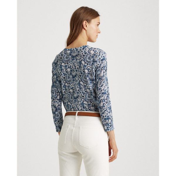 Blue Multi Floral Cotton-Linen Jumper Lauren 4
