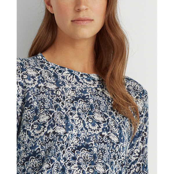 Blue Multi Floral Cotton-Linen Jumper Lauren 5