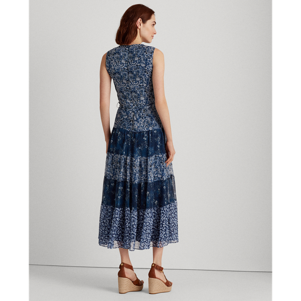 Blue Multi Tiered Georgette Dress Lauren 5