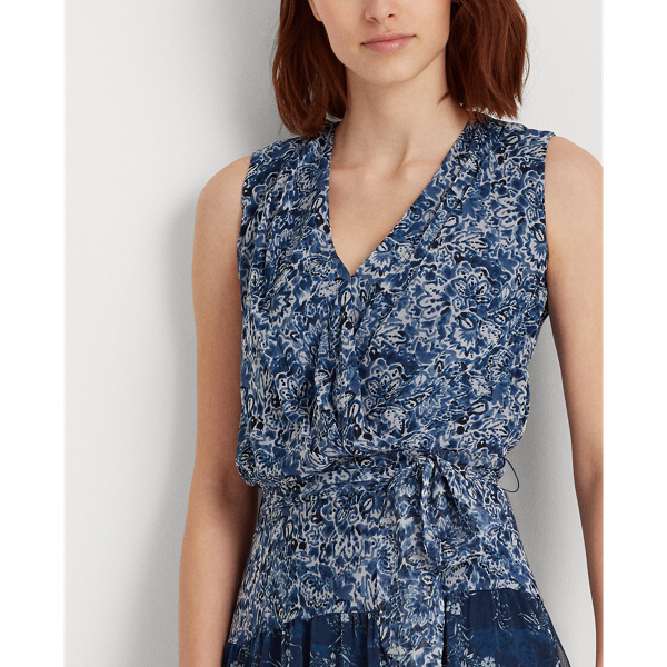 Blue Multi Tiered Georgette Dress Lauren 6
