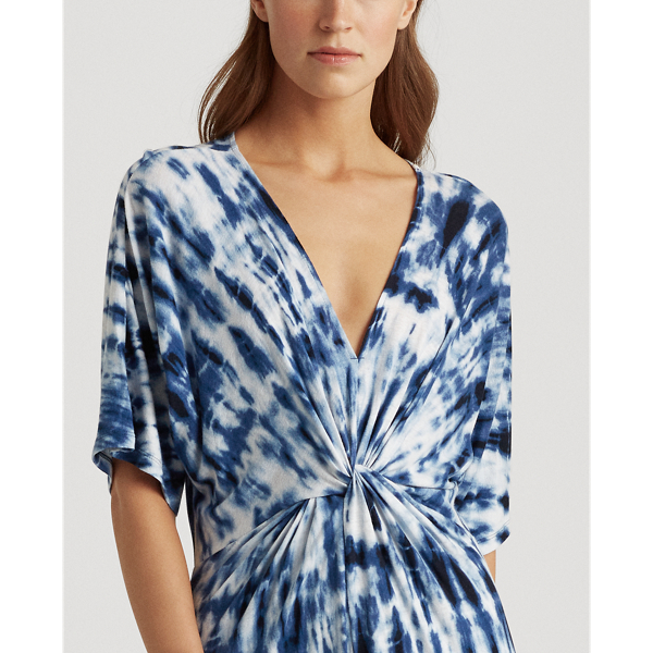 Blue Multi Tie-Dye Linen Dress Lauren 6