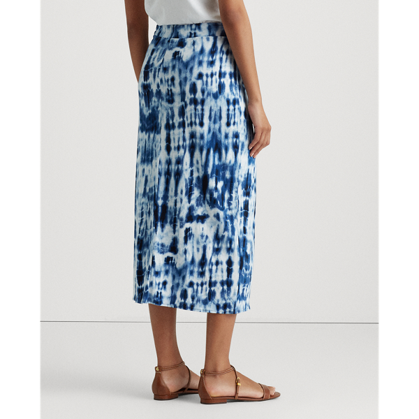 Blue Multi Tie-Dye Linen-Blend Skirt Lauren 5