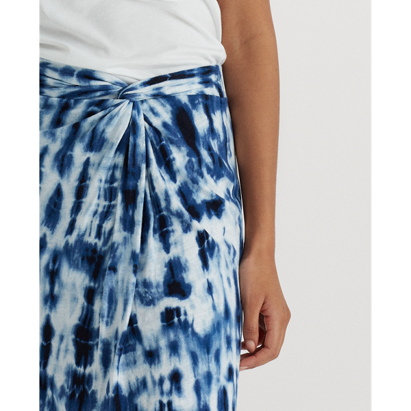 Blue Multi Tie-Dye Linen-Blend Skirt Lauren 6