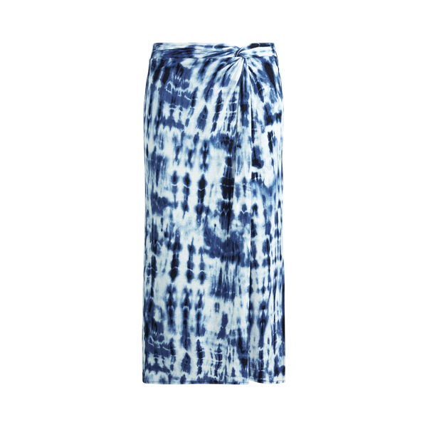 Blue Multi Tie-Dye Linen-Blend Skirt Lauren 2