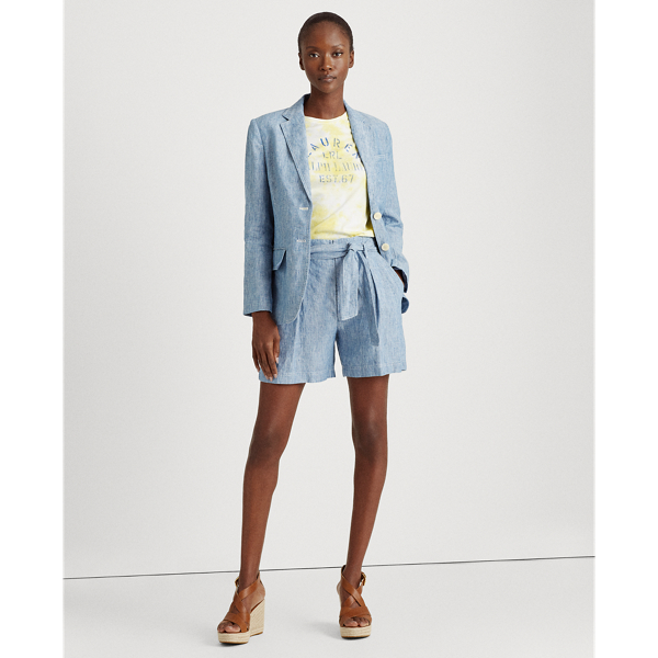 Blue Chambray-Linen Blazer Lauren 3