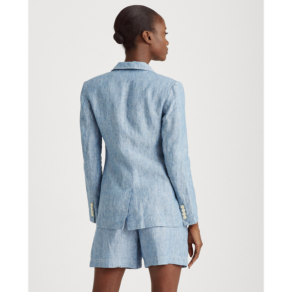 Blue Chambray-Linen Blazer Lauren 4