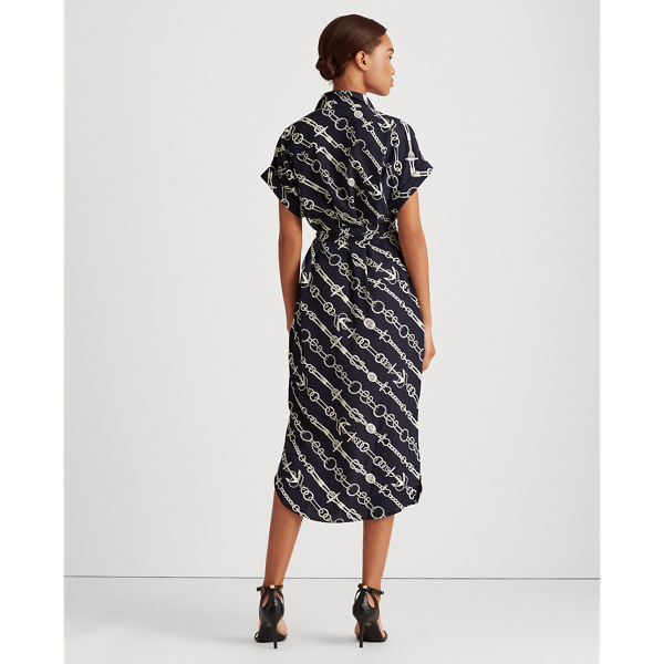 Robe-chemise motif ancre en cr&ecirc;pe Lauren en Bleu marine Lauren/Cr&egrave;me p&acirc;le 5
