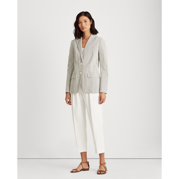Navy/White Seersucker Cotton Blazer Lauren 4